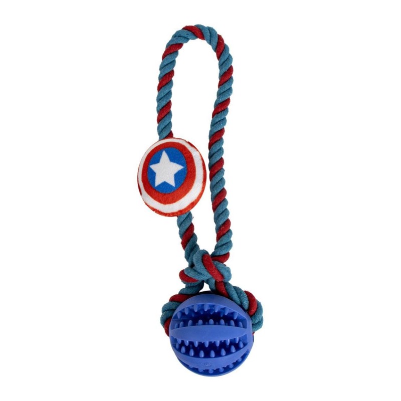 Brinquedo Capitão América com bola e corda para cães - Marvel