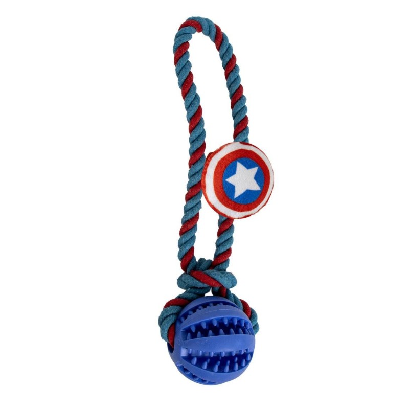 Brinquedo Capitão América com bola e corda para cães - Marvel