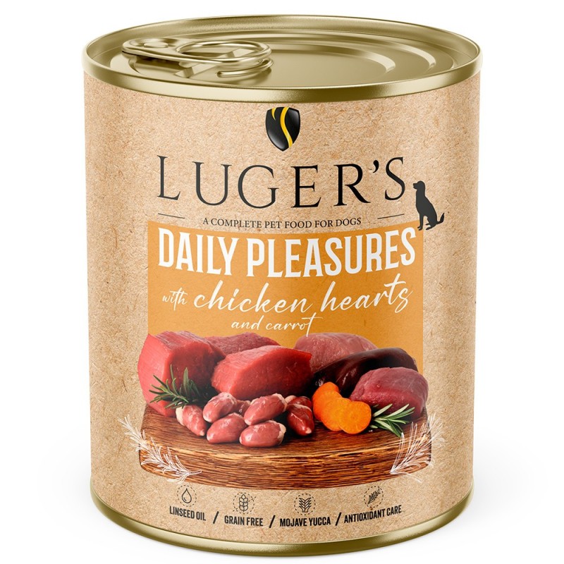 Luger's Daily Pleasures - Alimento húmido para cão adulto - Corações de galinha e cenoura