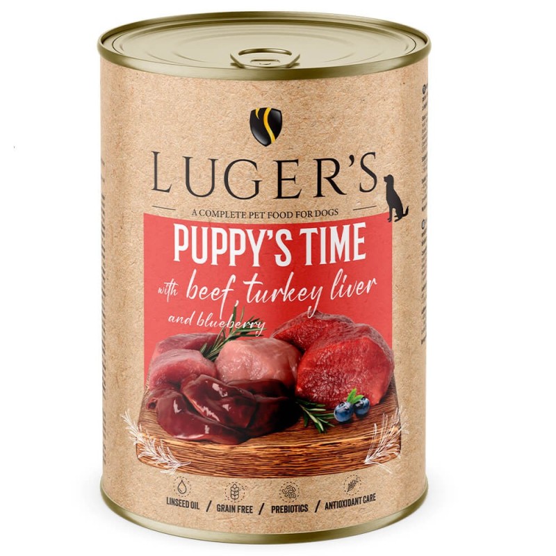 Luger's Puppy's Time - Alimento húmido para cachorro - Vaca, fígado de peru e mirtilos