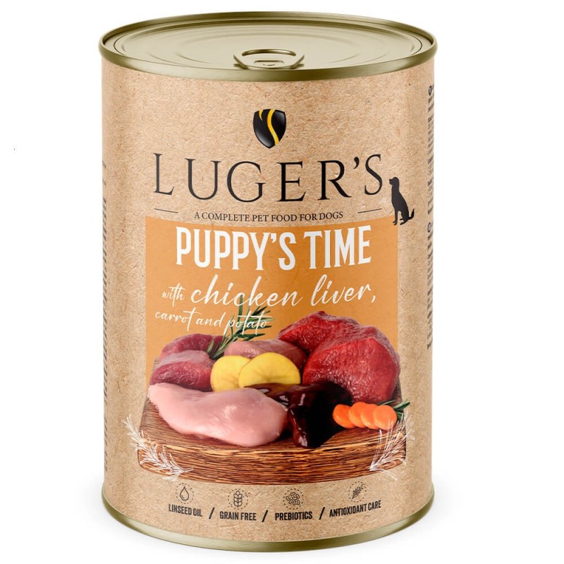 Luger's Puppy's Time - Alimento húmido para cachorro - Fígado de galinha, cenoura e batata