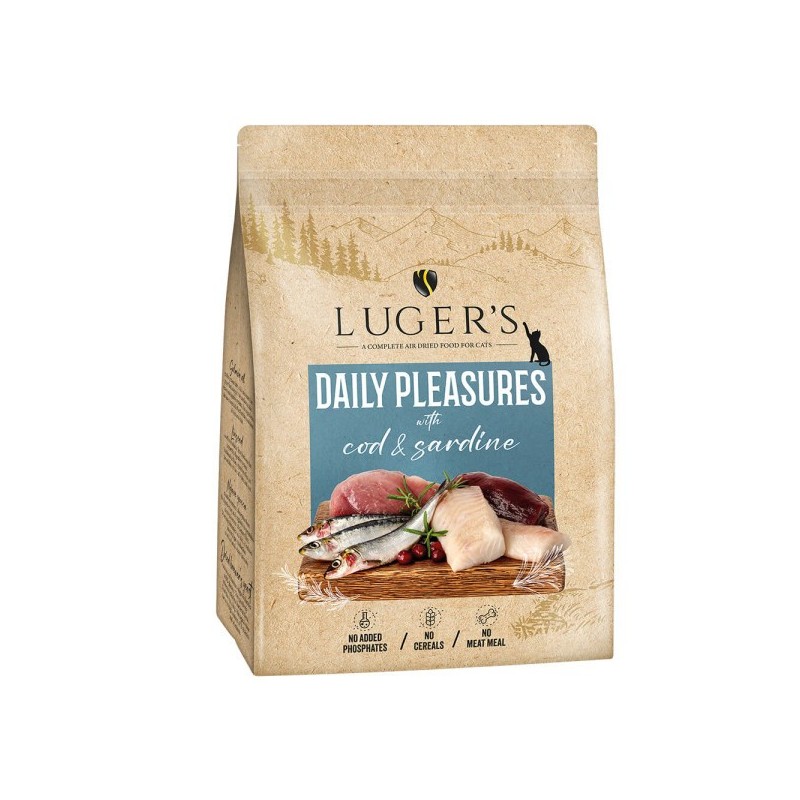 Luger's Daily Pleasures - Ração seca para gato adulto - Bacalhau e Sardinha