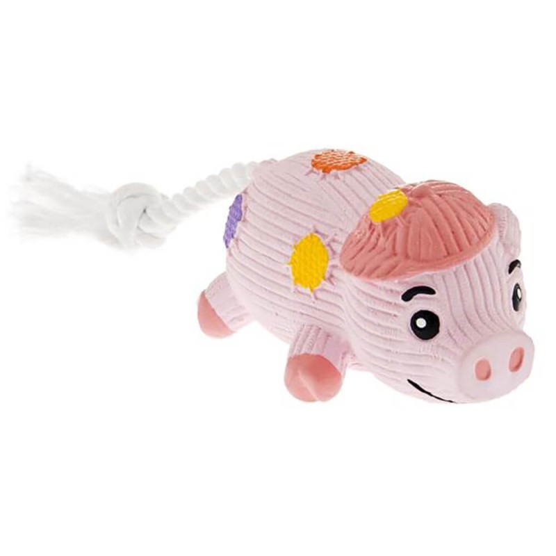 Porco de brincar com corda e som para cães - Ferribiella