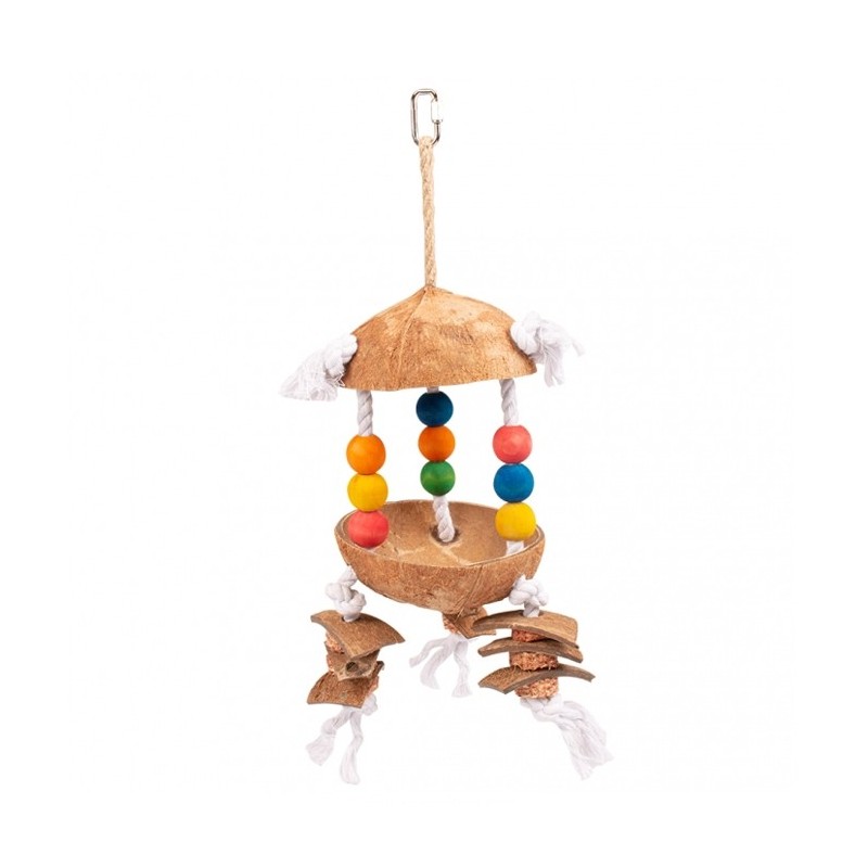 Brinquedo de coco com bolas e cordas para aves Duvo Plus