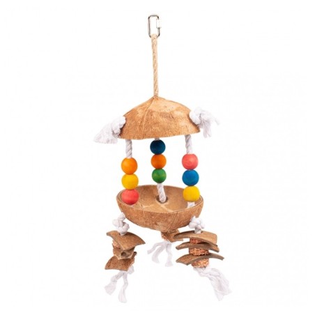 Brinquedo de coco com bolas e cordas para aves Duvo Plus