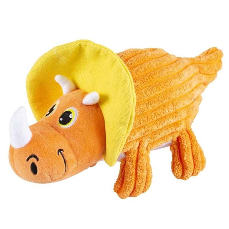 Dinossauro Triceratops laranja de peluche para cães - Duvo Plus