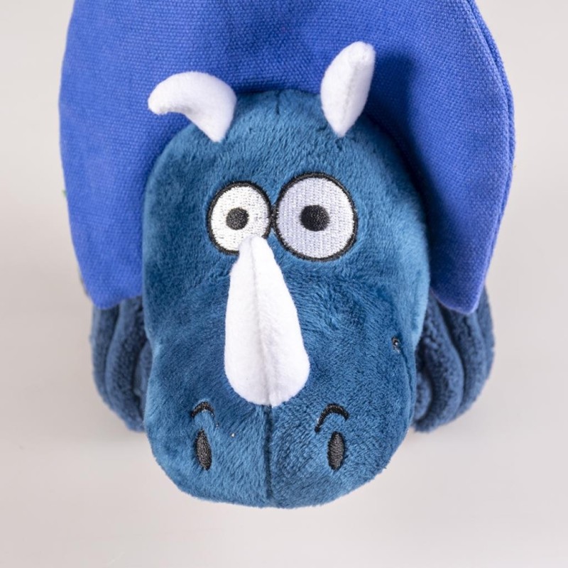 Dinossauro Triceratops azul de peluche para cães - Duvo Plus
