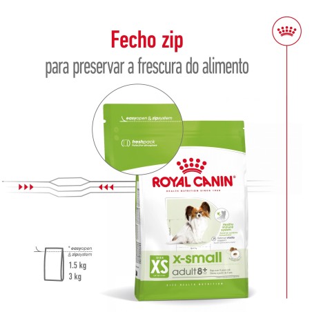 Royal Canin X-Small Adult 8+ - Ração seca para cão muito pequeno com mais de 8 anos