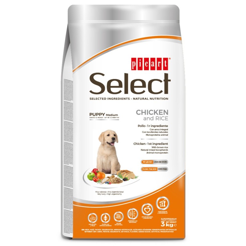 Picart Select Puppy Medium - Ração seca para cachorro médio - Frango e arroz