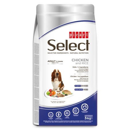 Picart Select 7+ - Ração seca para cão com mais de 7 anos - Frango e arroz