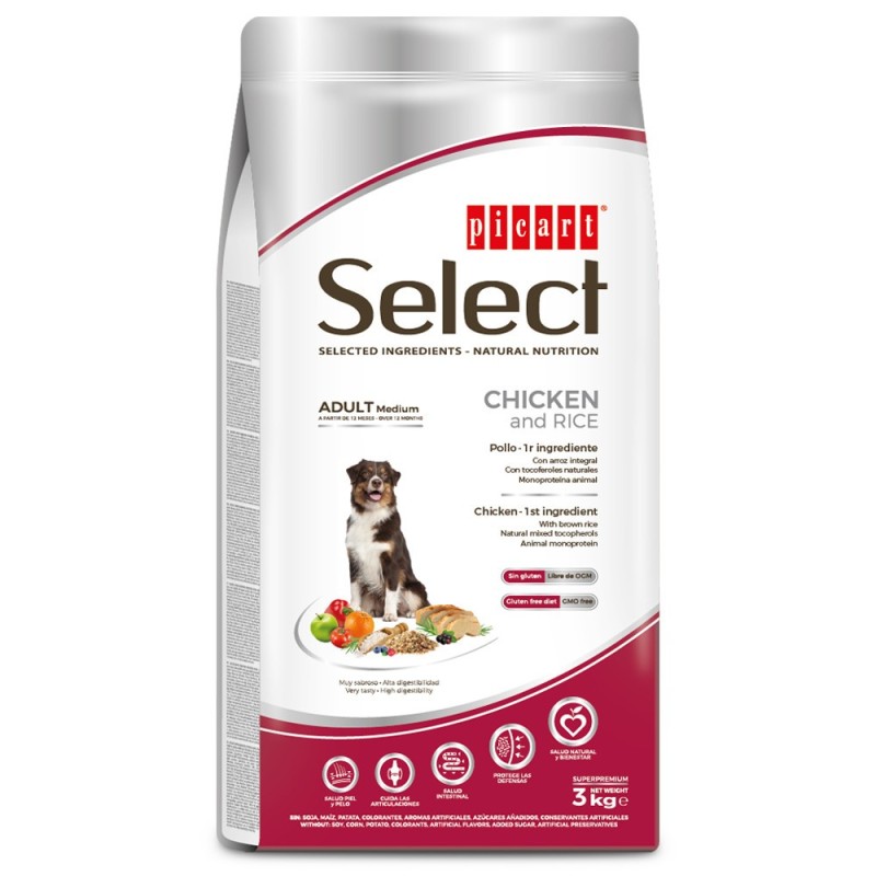 Picart Select Medium - Ração seca para cão adulto médio - Frango e arroz