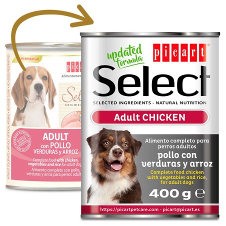 Picart Select - Alimento em patê para cão adulto - Frango, vegetais e arroz