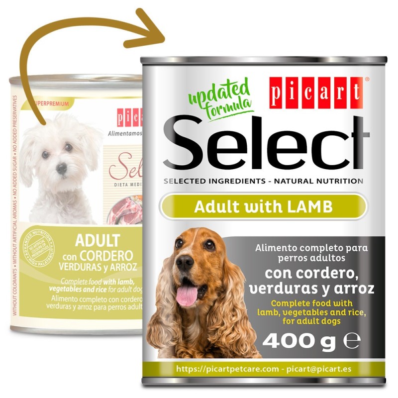 Picart Select - Alimento em patê para cão adulto - Cordeiro, vegetais e arroz