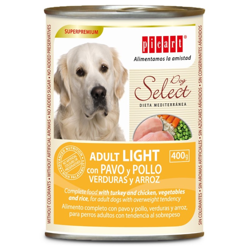 Picart Select Light - Alimento em patê para cão adulto para controlo do peso - Peru, frango, vegetais e arroz