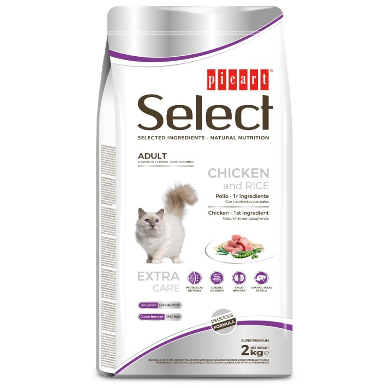 Picart Select - Ração seca para gato adulto - Frango e arroz