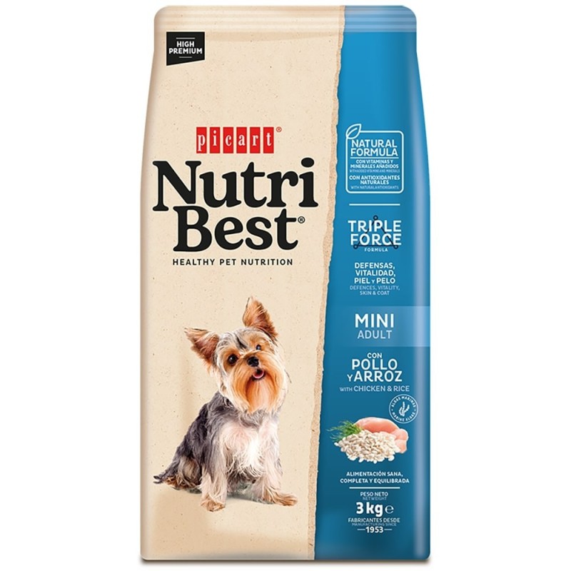 Picart Nutribest Mini - Ração seca para cão adulto pequeno - Frango e arroz