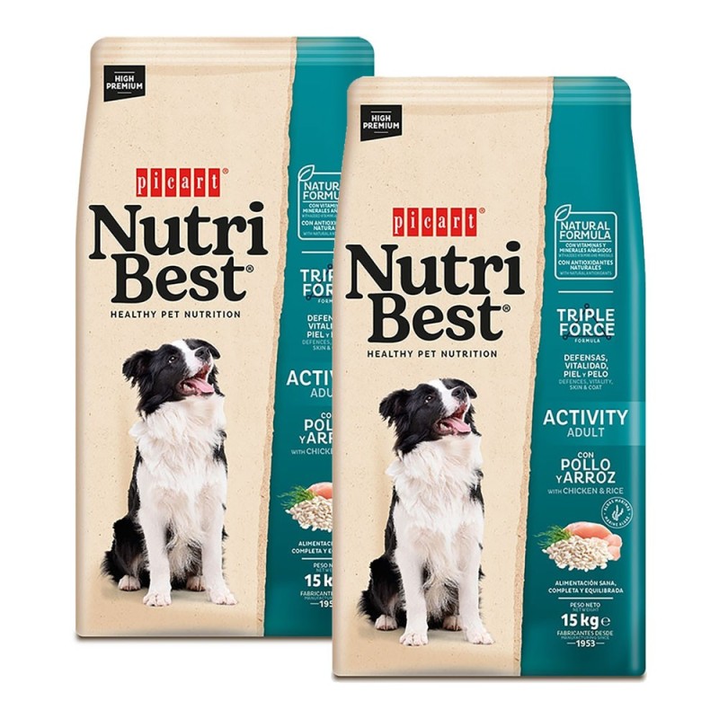 Picart Nutribest Activity - Ração seca para cão adulto ativo - Frango e arroz