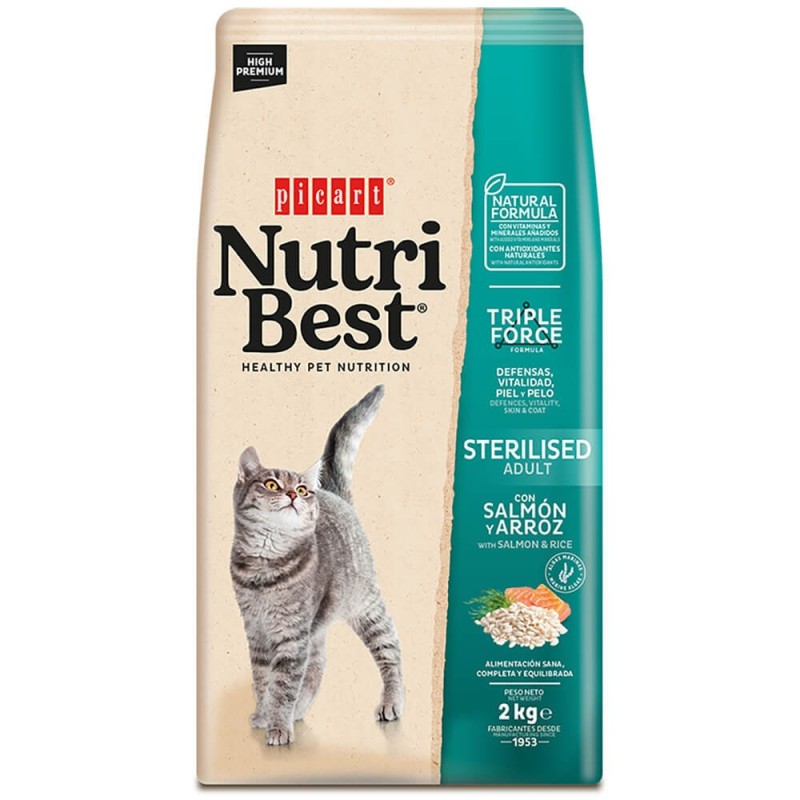 Picart Nutribest Sterilised - Ração seca para gato adulto esterilizado - Salmão e arroz