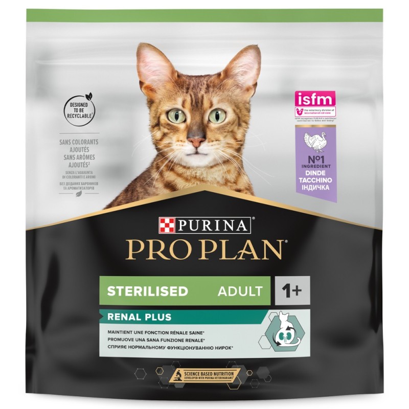 Pro Plan Sterilised Renal Plus - Ração seca para gato adulto esterilizado para suporte da função renal - Peru