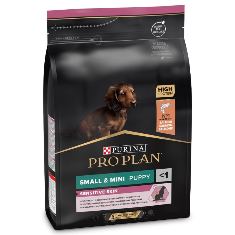 Pro Plan Sensitive Skin Small & Mini Puppy - Ração seca para cachorro pequeno com pele sensível - Salmão