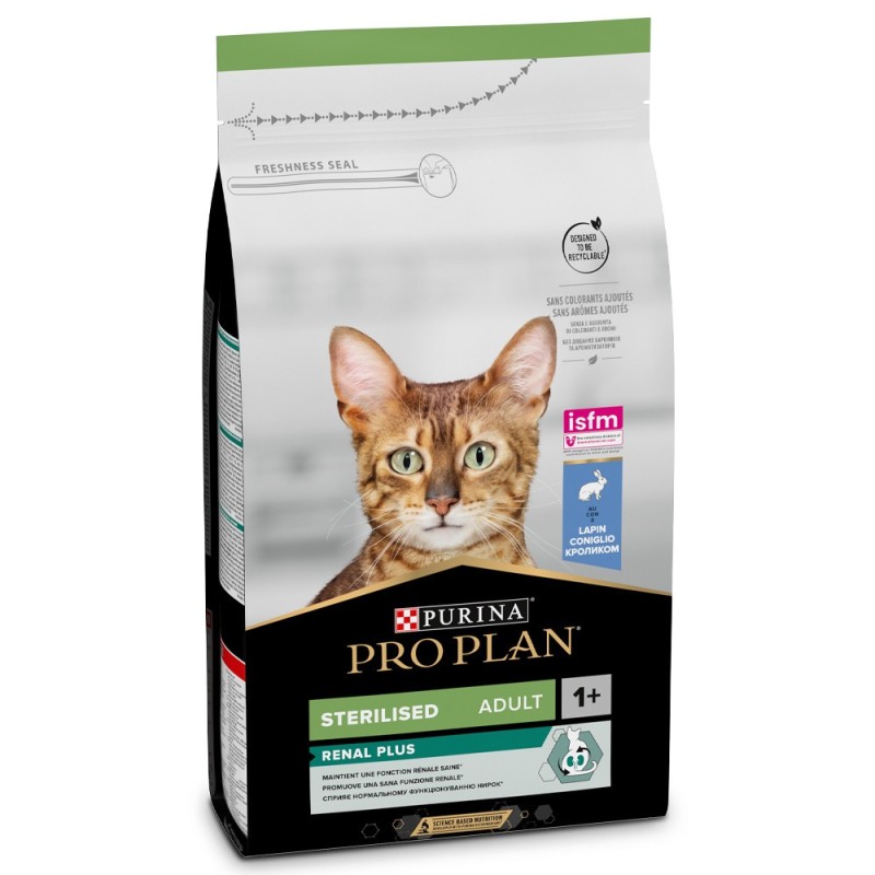 Pro Plan Sterilised Renal Plus - Ração seca para gato adulto esterilizado para suporte da função renal - Coelho