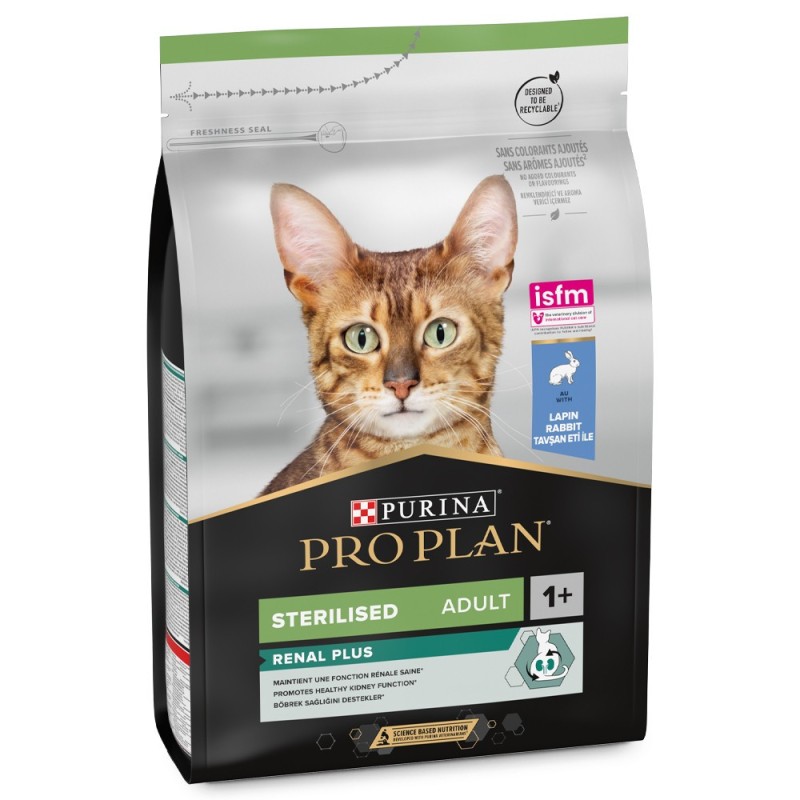 Pro Plan Sterilised Renal Plus - Ração seca para gato adulto esterilizado para suporte da função renal - Coelho