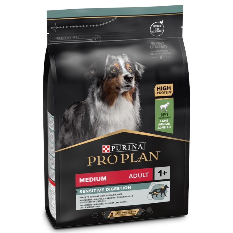 Pro Plan Sensitive Digestion Medium - Ração seca para cão adulto médio com sensibilidade digestiva - Borrego