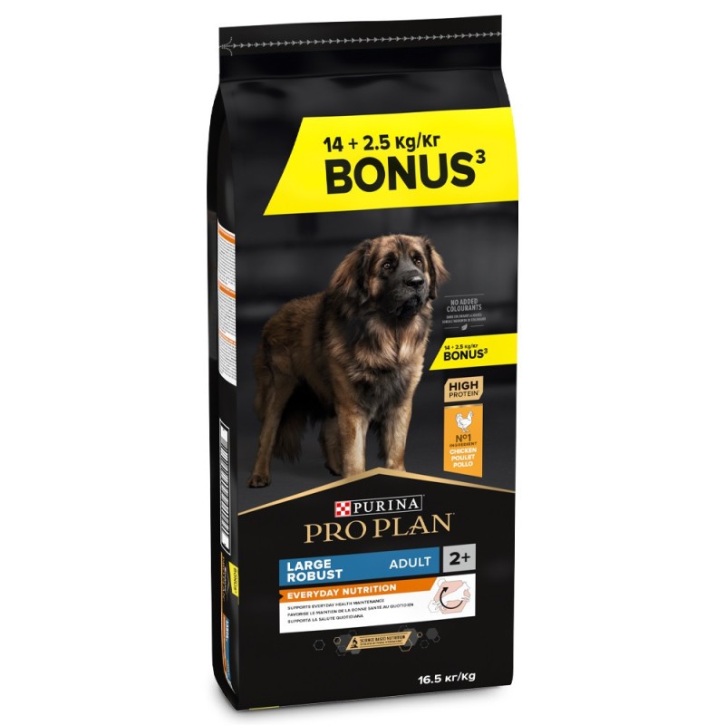 Pro Plan Everyday Nutrition Large Robust 14+2,5 kg GRÁTIS - Ração seca para cão adulto grande - Frango