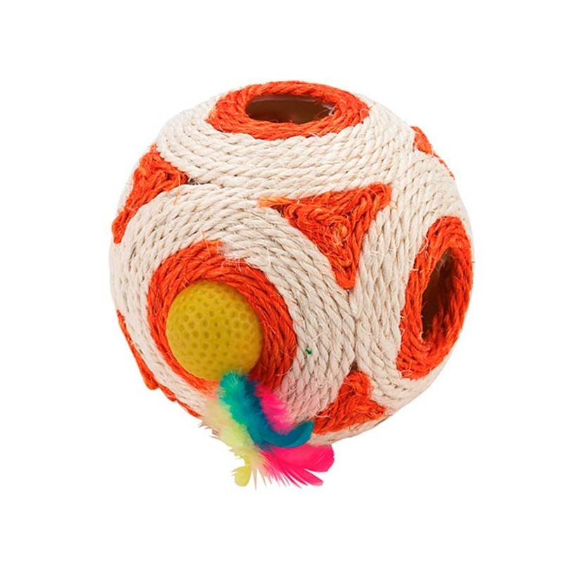 Cubo de sisal com bola de penas - Kerbl