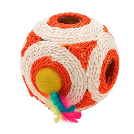 Cubo de sisal com bola de penas - Kerbl