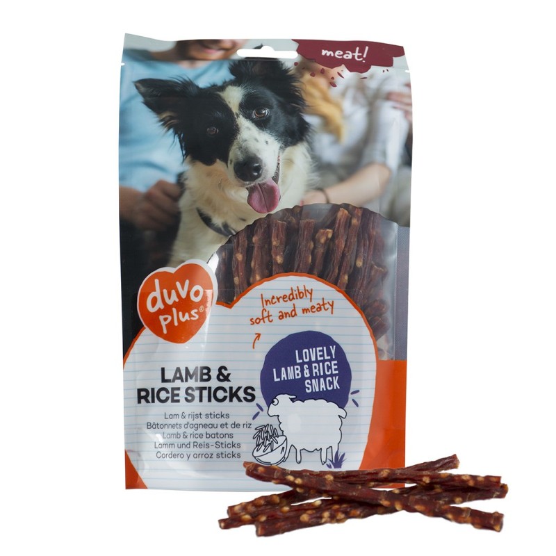 Sticks de cordeiro e arroz para cão - Duvo Plus