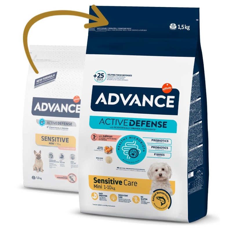 Advance Sensitive Mini - Ração seca para cão adulto pequeno com sensibilidades - Salmão e arroz