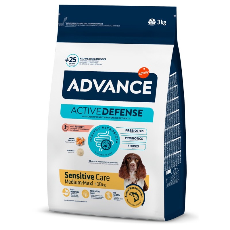 Advance Sensitive Medium/Maxi - Ração seca para cão adulto médio e grande com sensibilidades - Salmão e arroz