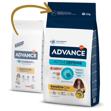 Advance Sensitive Medium/Maxi - Ração seca para cão adulto médio e grande com sensibilidades - Salmão e arroz