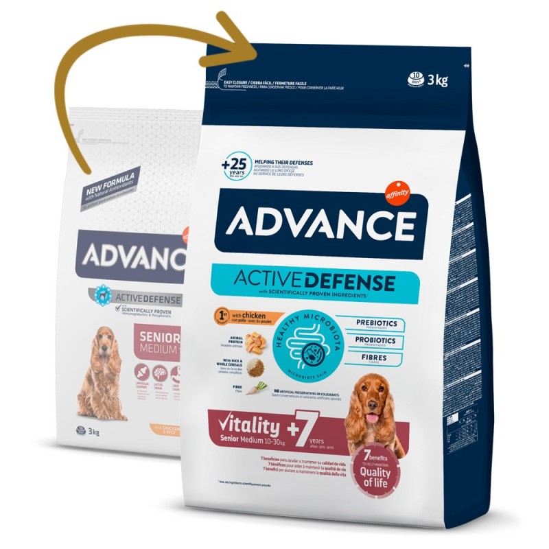 Advance Senior +7 Medium - Ração seca para cão médio com mais de 7 anos - Frango e arroz