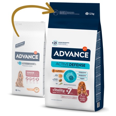 Advance Senior +7 Medium - Ração seca para cão médio com mais de 7 anos - Frango e arroz