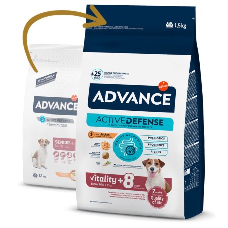 Advance Senior +8 Mini - Ração seca para cão pequeno com mais de 8 anos - Frango e arroz