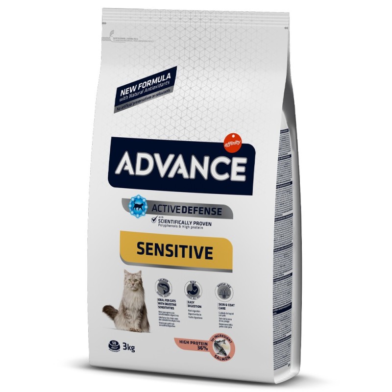 Advance Sensitive - Ração seca para gato adulto com sensibilidades - Salmão e arroz