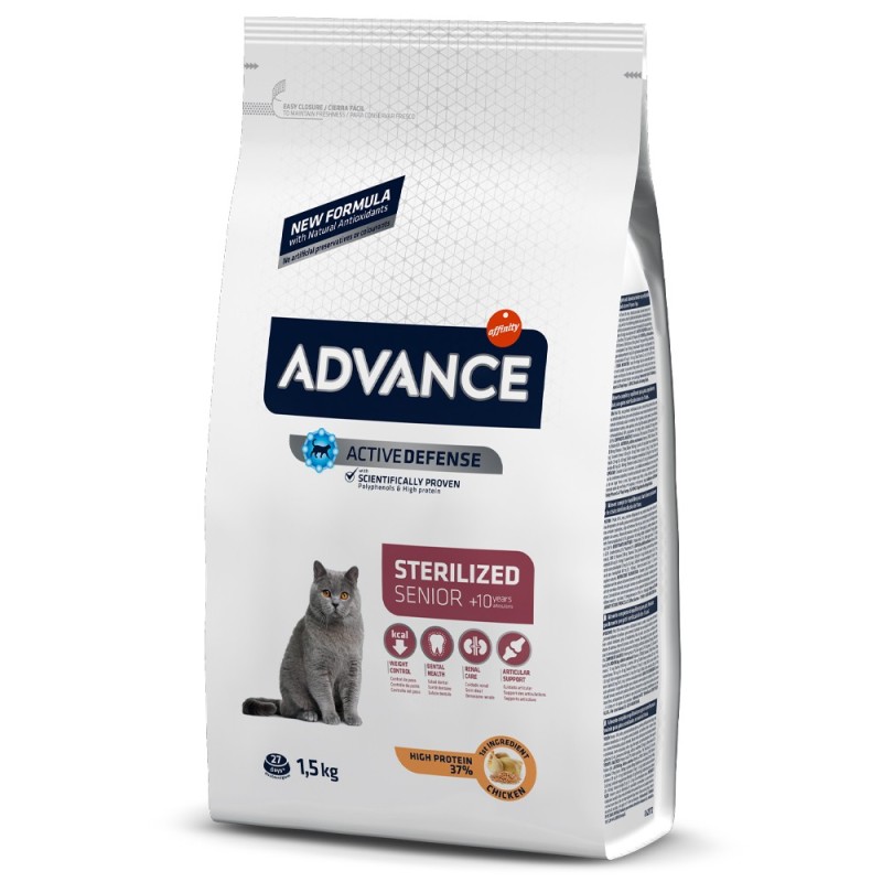 Advance Sterilized Senior - Ração seca para gato com mais de 10 anos esterilizado - Frango e arroz