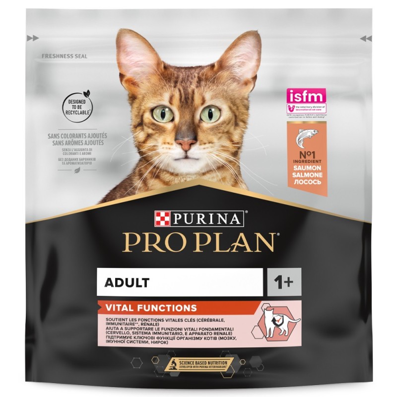 Pro Plan Vital Functions - Ração seca para gato adulto para suporte dos sentidos vitais - Salmão