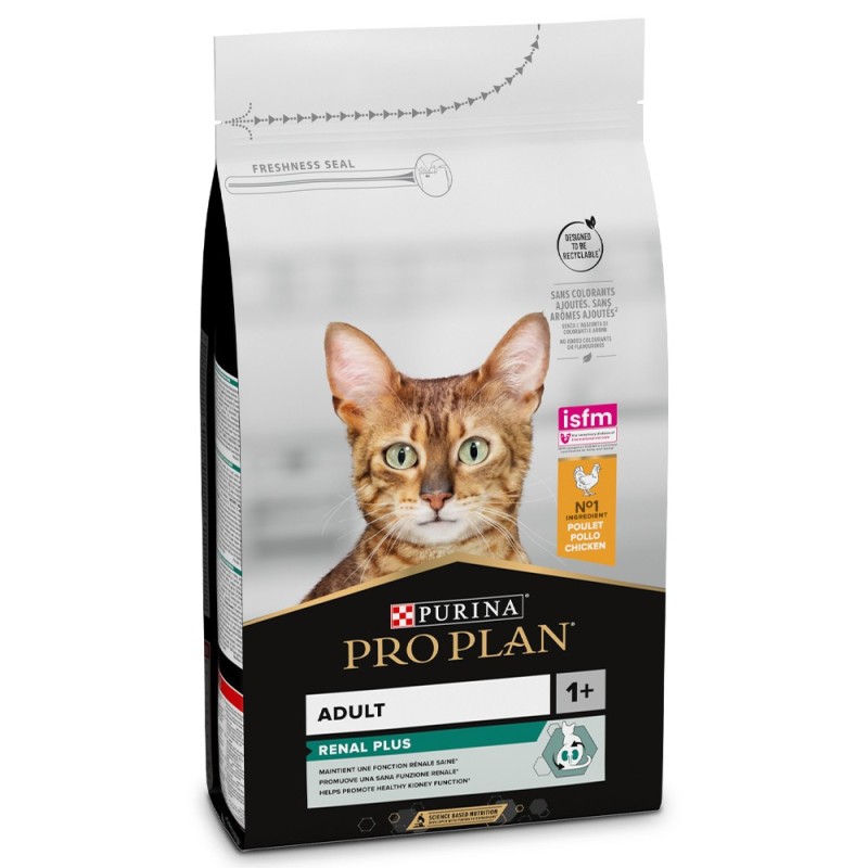 Pro Plan Renal Plus - Ração seca para gato adulto para suporte da função renal - Frango