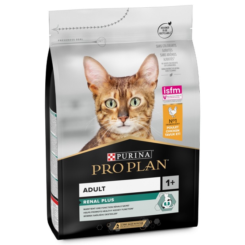 Pro Plan Renal Plus - Ração seca para gato adulto para suporte da função renal - Frango