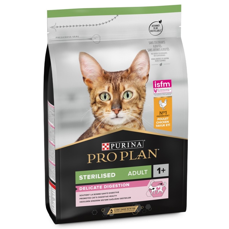 Pro Plan Sterilised Delicate Digestion - Ração seca para gato adulto esterilizado com sensibilidade digestiva - Frango