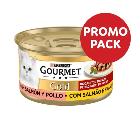 Gourmet Gold Pedacinhos em molho para gato - Salmão e frango