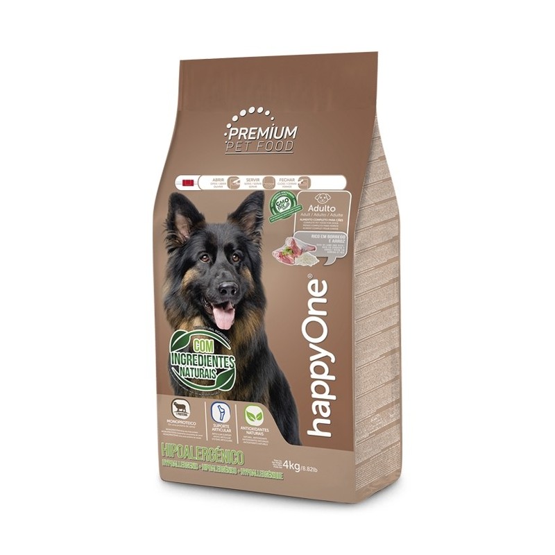 happyOne Premium Hipoalergénico - Ração seca para cão adulto com alergias - Borrego e arroz