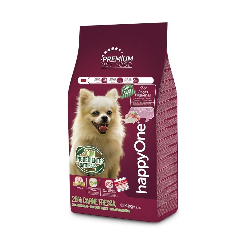 happyOne Premium Raças Pequenas - Ração seca para cão adulto - Aves