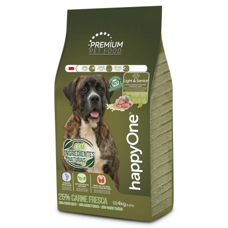 happyOne Premium Light & Senior - Ração seca para cão para controlo do peso - Aves