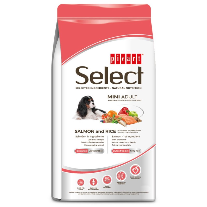 Picart Select Mini - Ração seca para cão adulto pequeno - Salmão e arroz