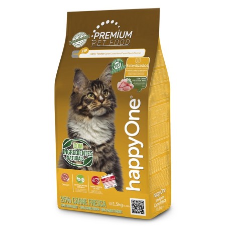 happyOne Premium - Ração seca para gato adulto esterilizado - Aves