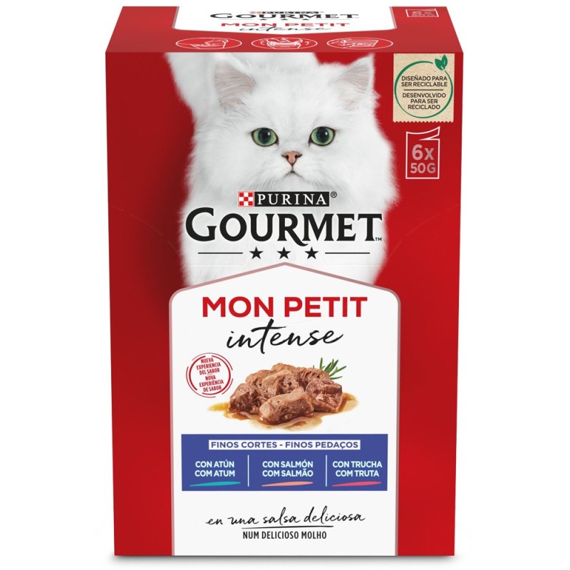 Gourmet Mon Petit Intense - Finos pedaços em molho - Atum, salmão e truta